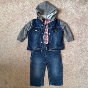 Baby Boy 9mo Denim and Plaid Bundle